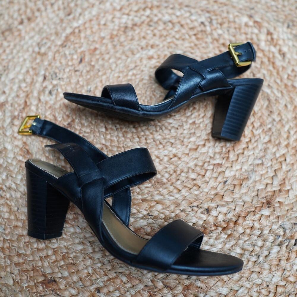 Chaps Y2K Block Heel Sandals Black Size 6.5
